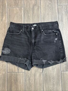 Old Navy Black Distressed Denim Cutoff Shorts, Womens size 10. 5 pocket